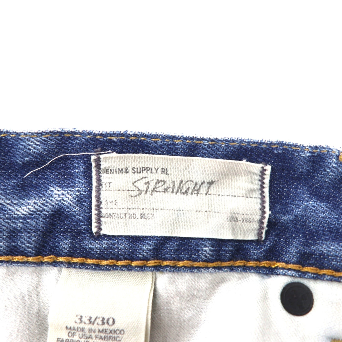 DENIM &amp; SUPPLY RALPH LAUREN Distressed Straight Denim Pants, Size L, Indigo and Blue