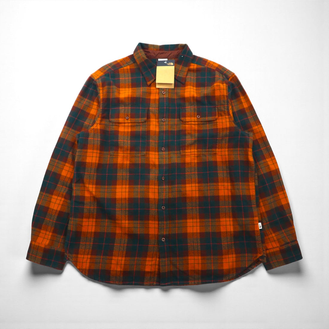 THE NORTH FACE フランネルシャツ XL オレンジ チェック ARROYO FLANNEL SHIRT ダブルポケット NF0A4QPJ 未使用品 US規格