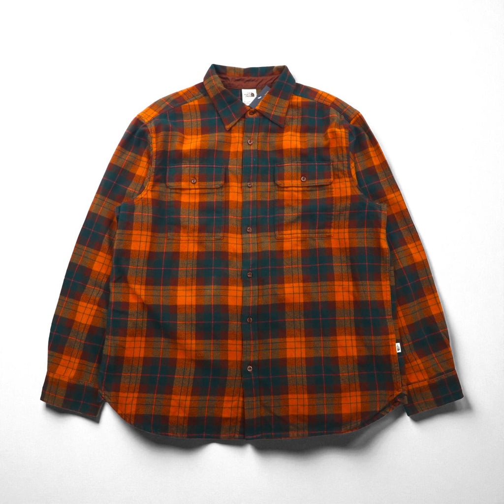 The North Face Arroyo Flannel Shirt, Size XL, Orange Check, Double Pocket, NF0A4QPJ, Unused, US Standard