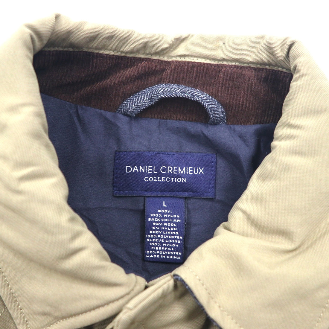 DANIEL CREMIEUX COLLECTION Quilted Jacket L Beige Nylon Padded Chin Strap