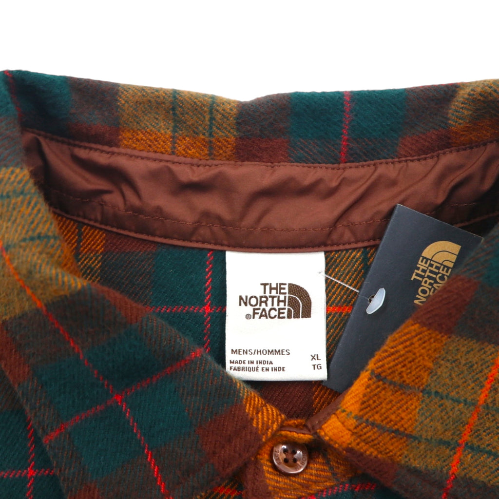 The North Face Arroyo Flannel Shirt, Size XL, Orange Check, Double Pocket, NF0A4QPJ, Unused, US Standard