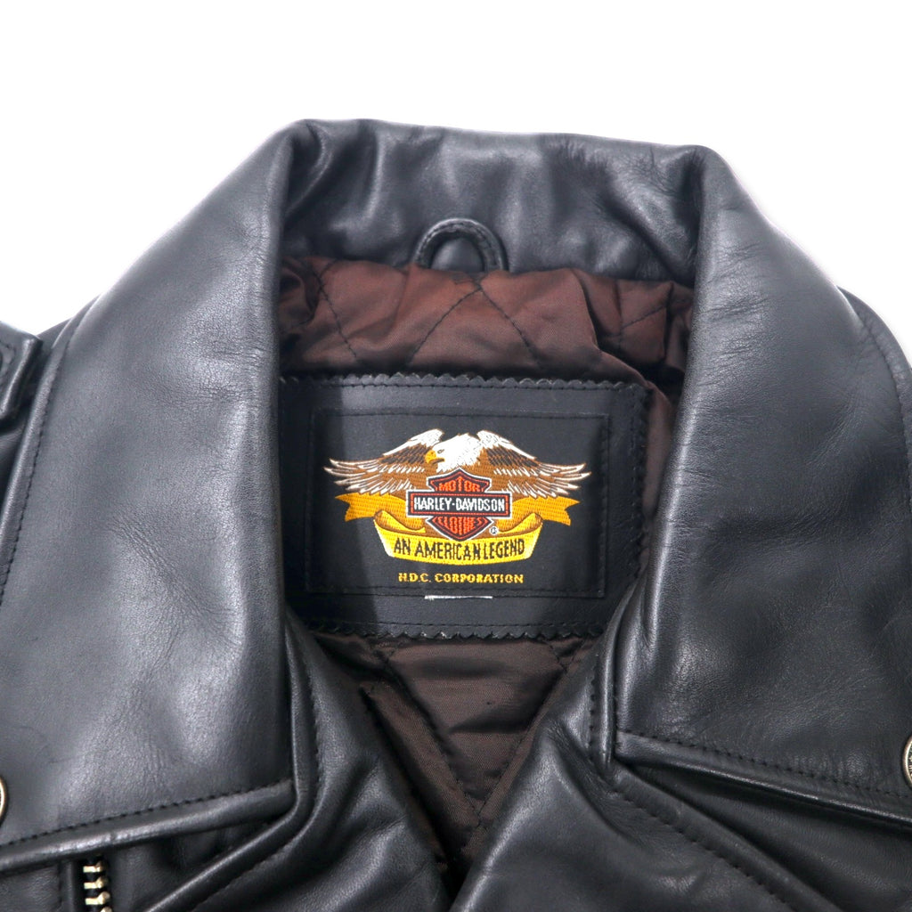 HARLEY DAVIDSON Double Riders Jacket Leather Jacket S Black Cowhide Quilted Liner