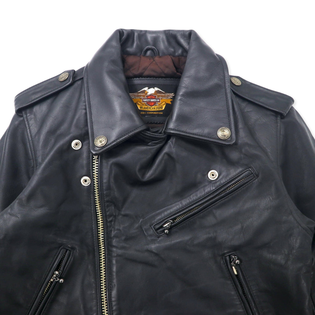 HARLEY DAVIDSON Double Riders Jacket Leather Jacket S Black Cowhide Quilted Liner