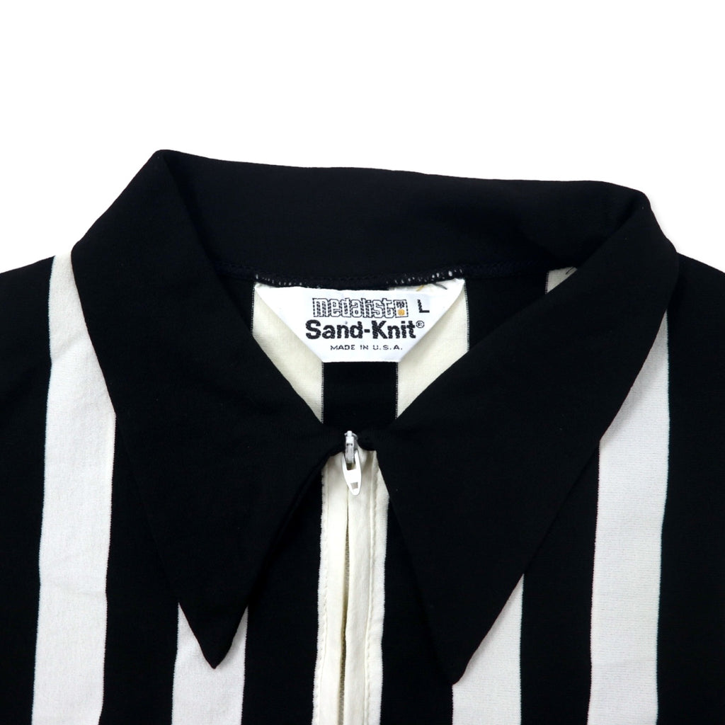 Made in USA 70s medalist Sand-Knit half-zip game shirt referee shirt jersey L white black stripe polyester TALON zip
