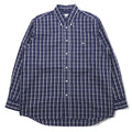 LACOSTE button-down Shirts L Navy Checked Cotton DEVANLAY Made F5182