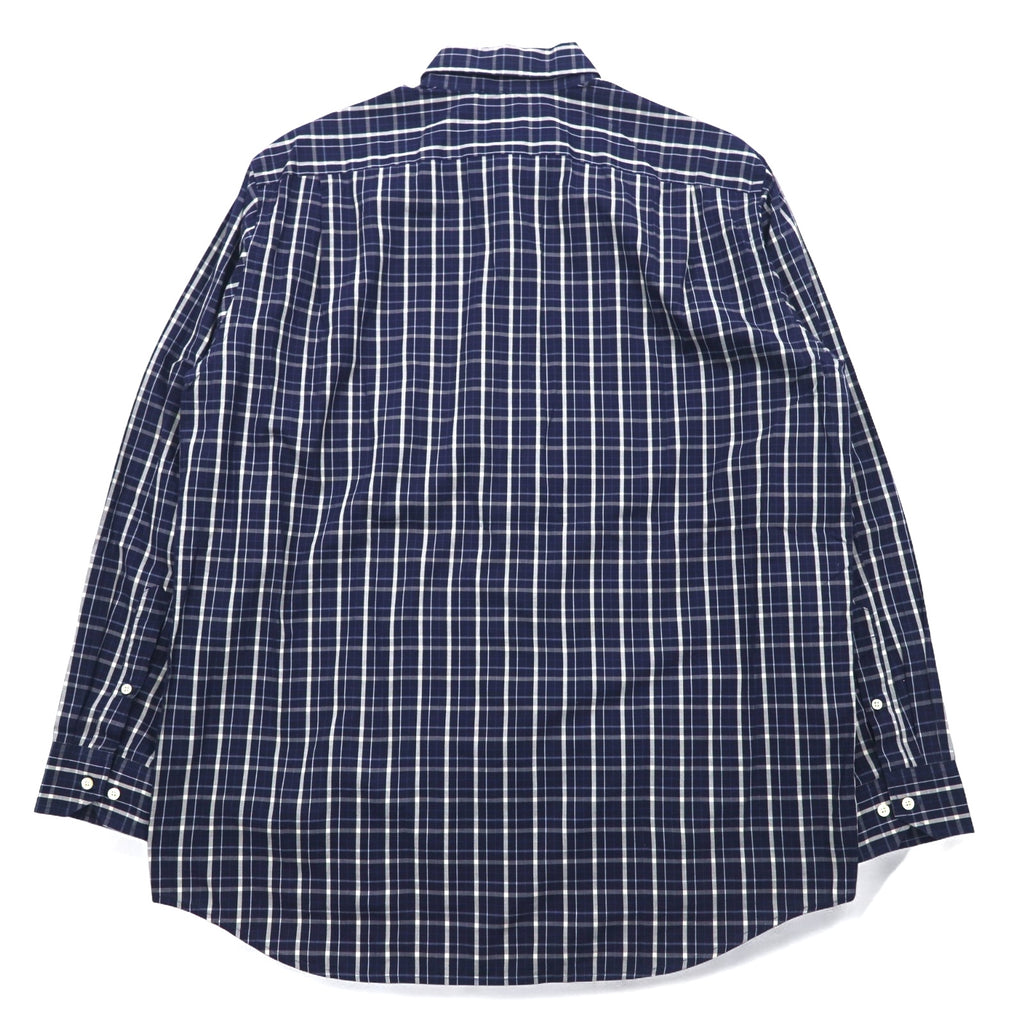 LACOSTE button-down Shirts L Navy Checked Cotton DEVANLAY Made F5182