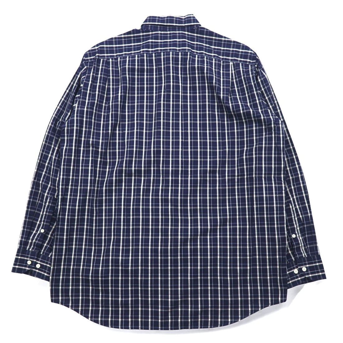 LACOSTE button-down Shirts L Navy Checked Cotton DEVANLAY Made F5182
