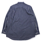 LACOSTE button-down Shirts L Navy Checked Cotton DEVANLAY Made F5182