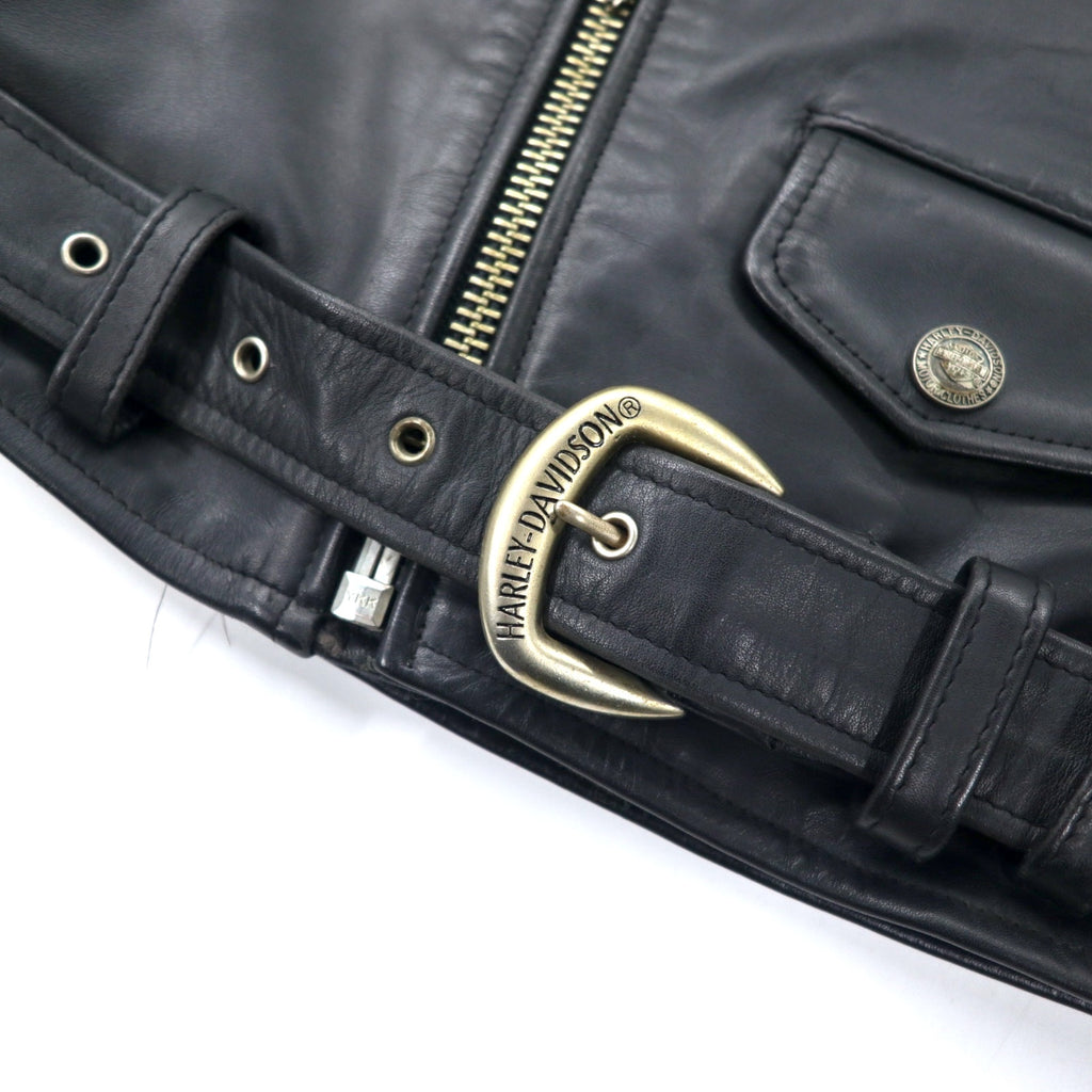 HARLEY DAVIDSON Double Riders Jacket Leather Jacket S Black Cowhide Quilted Liner