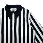 Made in USA 70s medalist Sand-Knit half-zip game shirt referee shirt jersey L white black stripe polyester TALON zip