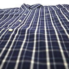 LACOSTE button-down Shirts L Navy Checked Cotton DEVANLAY Made F5182