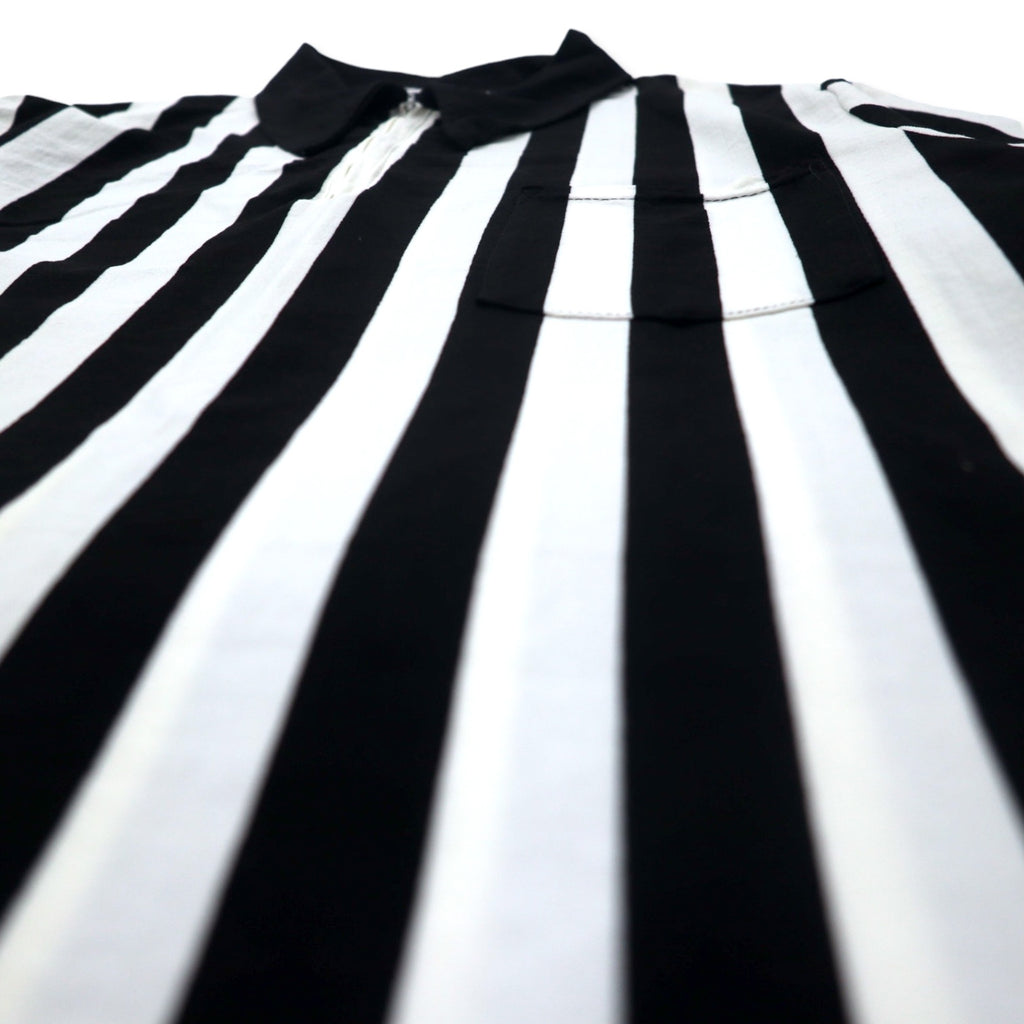 Made in USA 70s medalist Sand-Knit half-zip game shirt referee shirt jersey L white black stripe polyester TALON zip