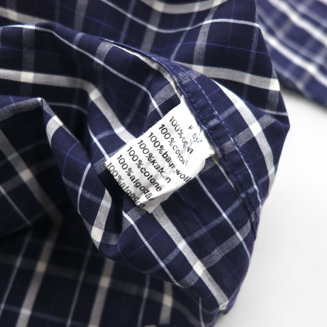 LACOSTE button-down Shirts L Navy Checked Cotton DEVANLAY Made F5182