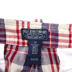 POLO JEANS COMPANY. RALPH LAUREN 90s Short Cargo Pants, Size L, Red, White, Navy, Check Cotton