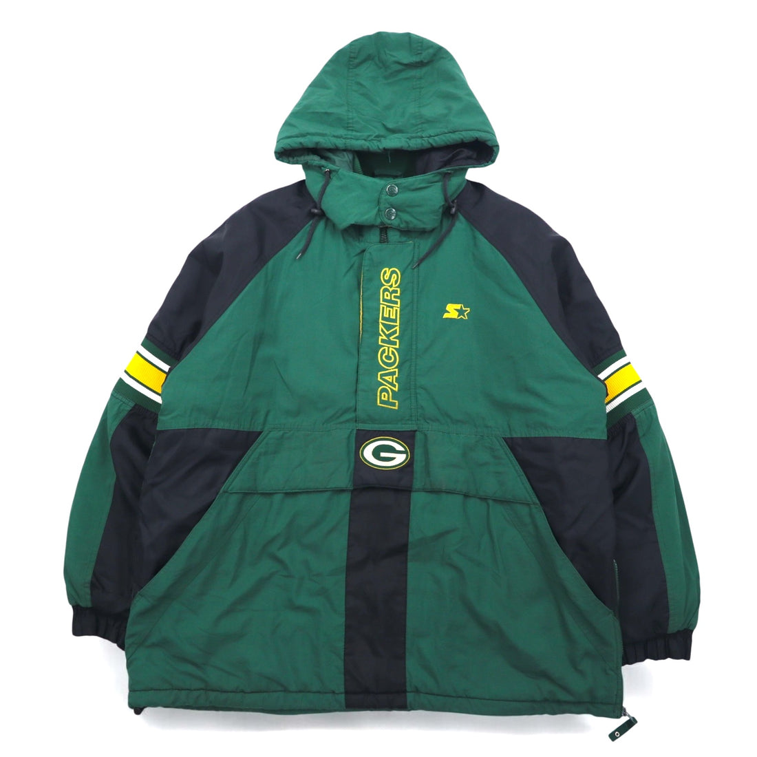 STARTER 90s NFL PRO LINE Anorak Parka, Padded, XL, Green, Nylon, Packers, Removable Hood