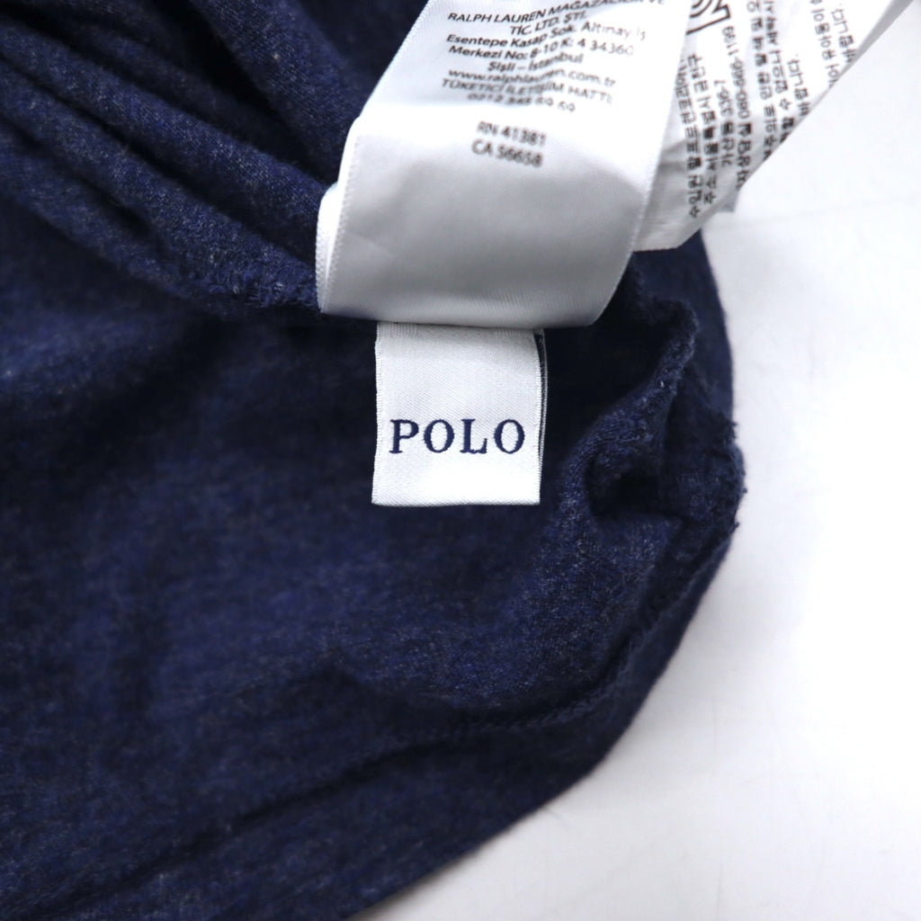 POLO RALPH LAUREN Long Sleeve T-Shirt, XXL, Navy, Cotton, Small Pony Embroidery