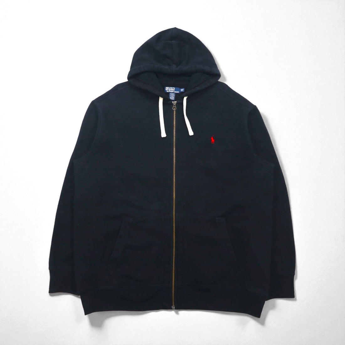 Polo Ralph Lauren 90s Reverse Weave Zip Hoodie, Size 2XL, Black, with Small Pony Embroidery