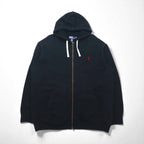 Polo Ralph Lauren 90s Reverse Weave Zip Hoodie, Size 2XL, Black, with Small Pony Embroidery