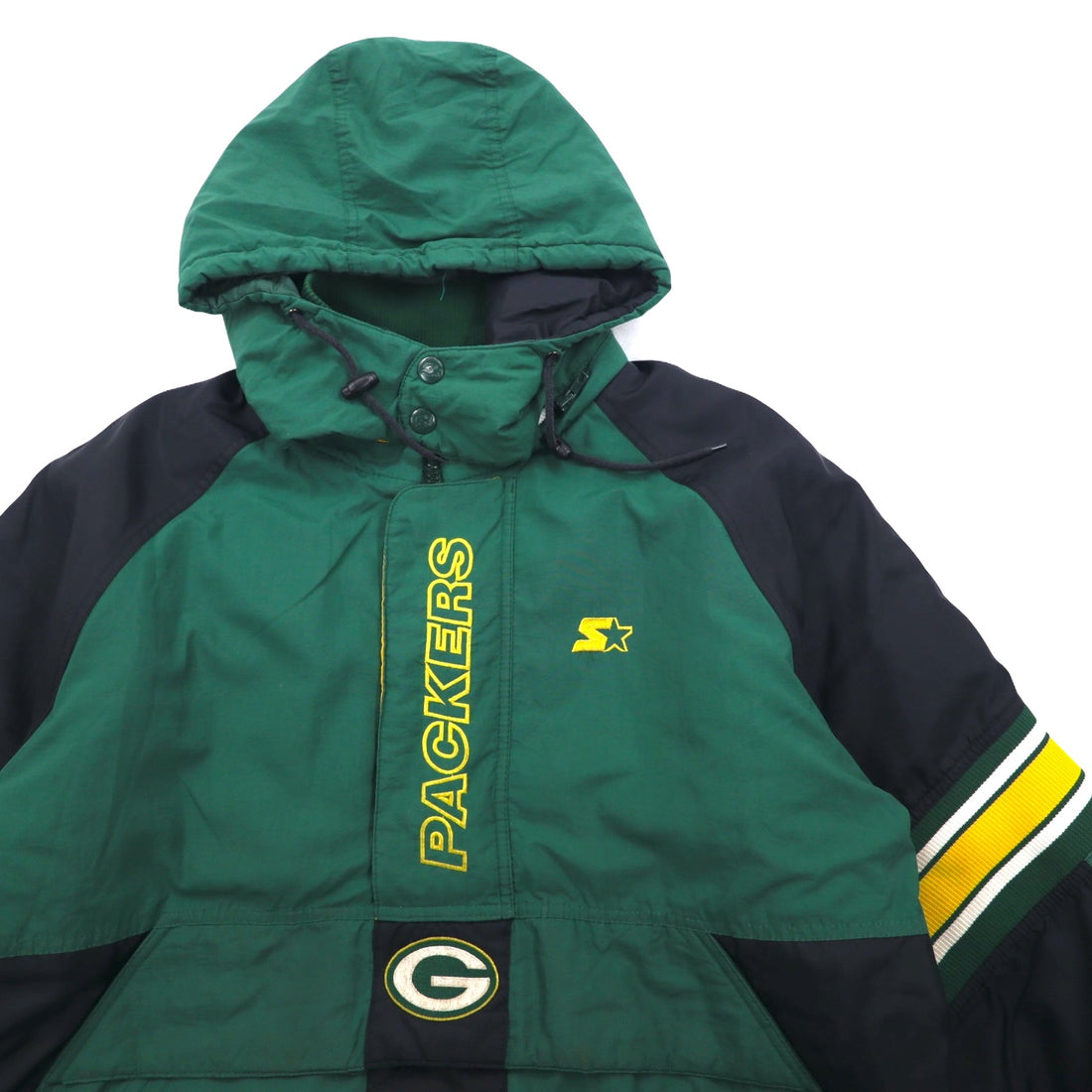 STARTER 90s NFL PRO LINE Anorak Parka, Padded, XL, Green, Nylon, Packers, Removable Hood