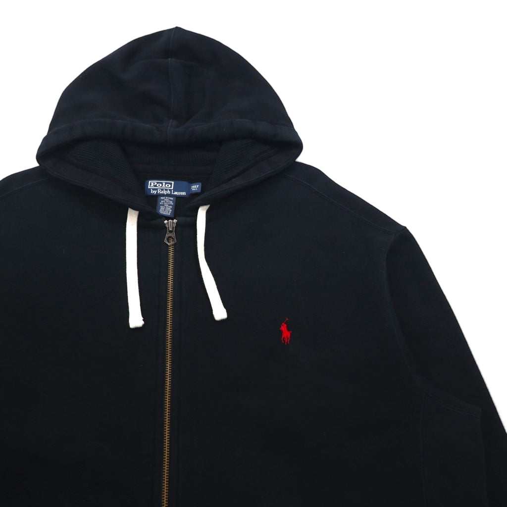 Polo Ralph Lauren 90s Reverse Weave Zip Hoodie, Size 2XL, Black, with Small Pony Embroidery