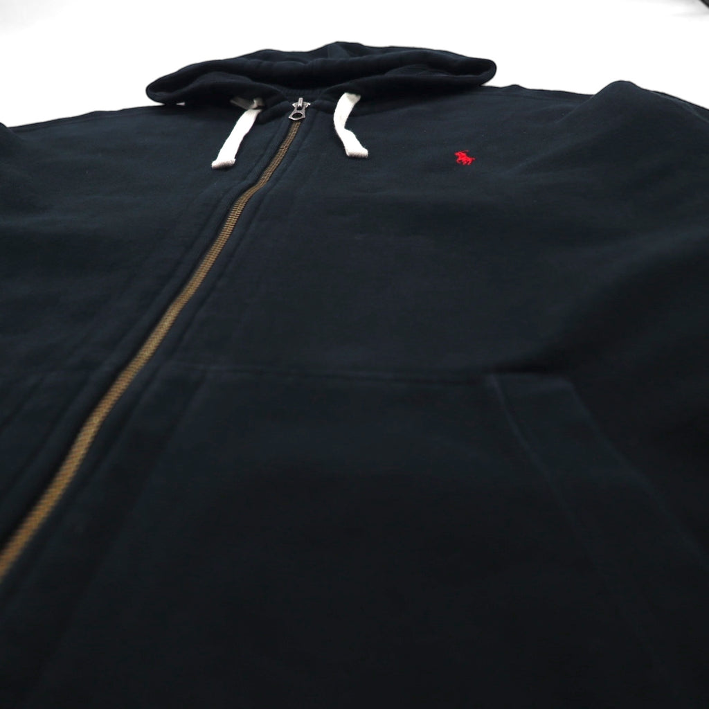 Polo Ralph Lauren 90s Reverse Weave Zip Hoodie, Size 2XL, Black, with Small Pony Embroidery