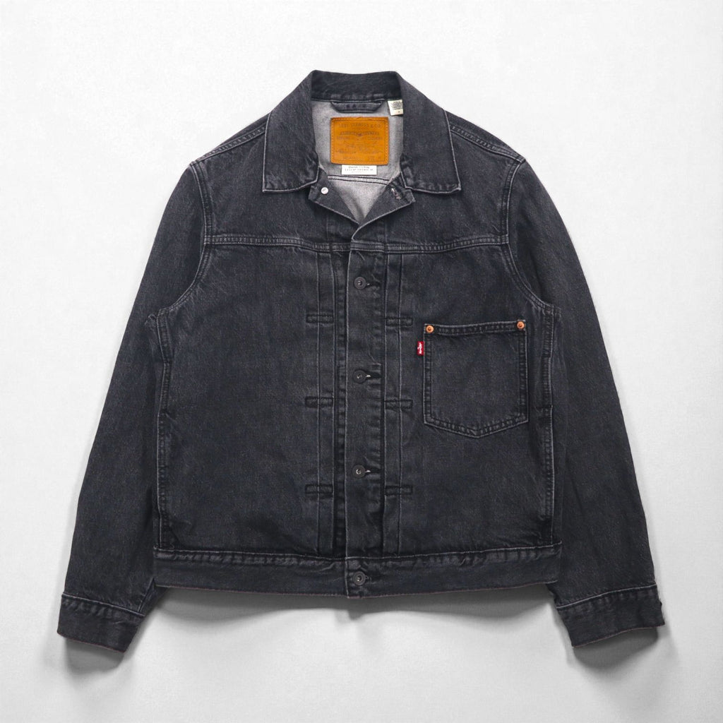 Levi's PREMIUM 1stタイプ ビッグE デニムジャケット Gジャン M ブラック TYPE1 TRUCKER JACKET シンチバック ビッグサイズ ダブルプリーツ RELAXED A3174-0000