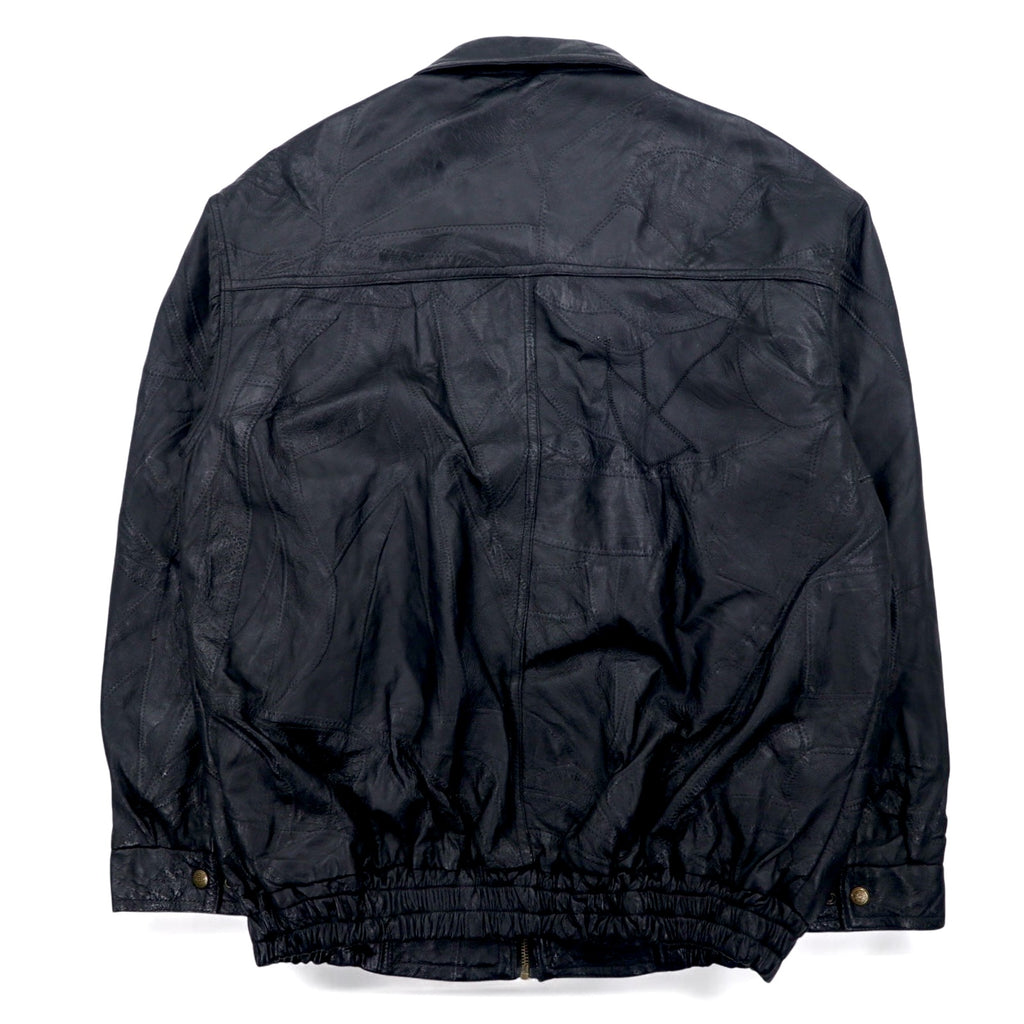 Vintage Leather Patchwork Bomber Jacket Patchwork Leather Jacket Patchwork Jacket XL Black