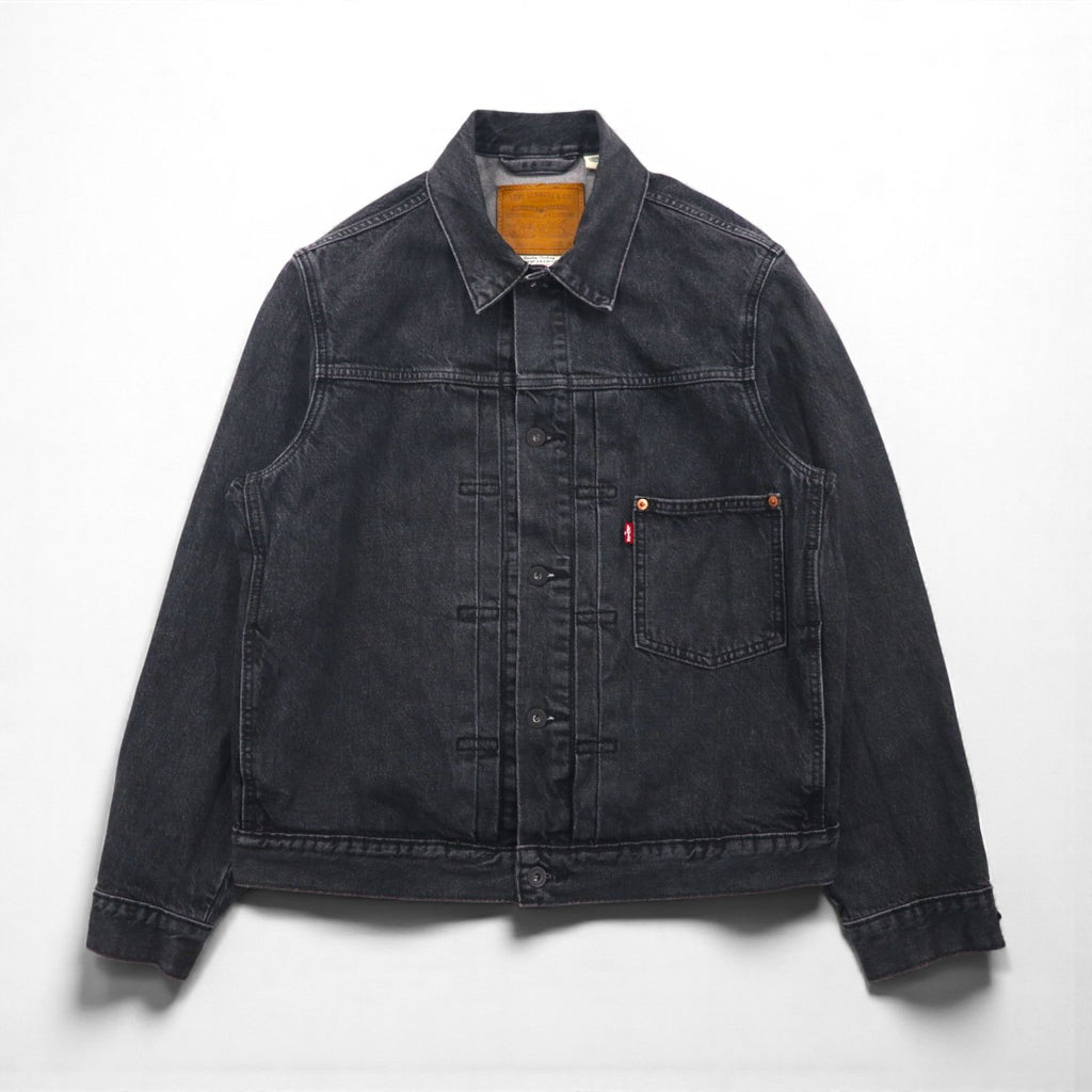 Levi's PREMIUM 1stタイプ ビッグE デニムジャケット Gジャン M ブラック TYPE1 TRUCKER JACKET シンチバック ビッグサイズ ダブルプリーツ RELAXED A3174-0000