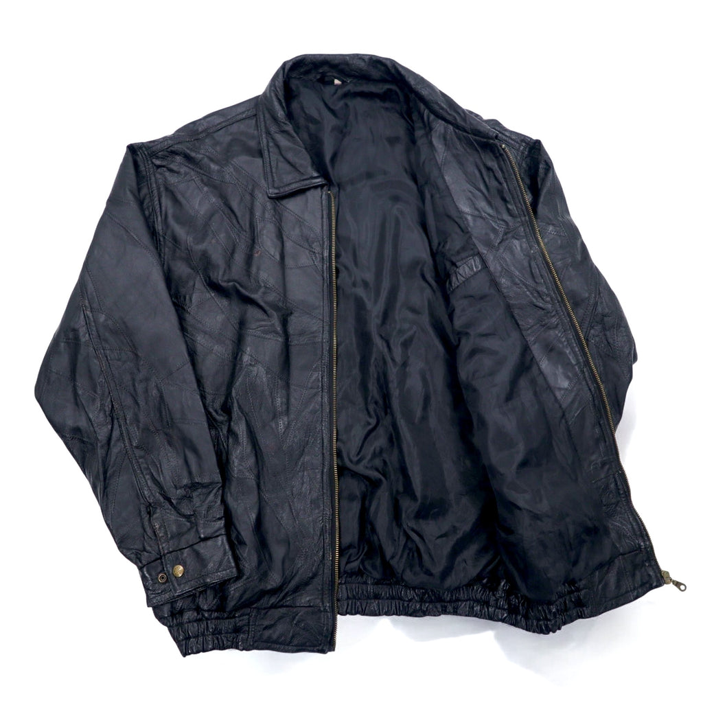 Vintage Leather Patchwork Bomber Jacket Patchwork Leather Jacket Patchwork Jacket XL Black