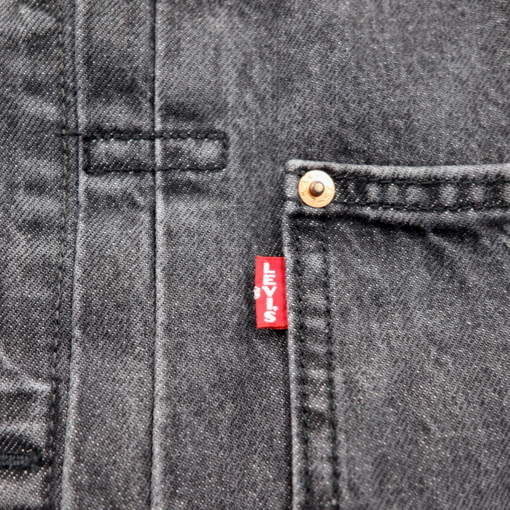 Levi's PREMIUM 1stタイプ ビッグE デニムジャケット Gジャン M ブラック TYPE1 TRUCKER JACKET シンチバック ビッグサイズ ダブルプリーツ RELAXED A3174-0000