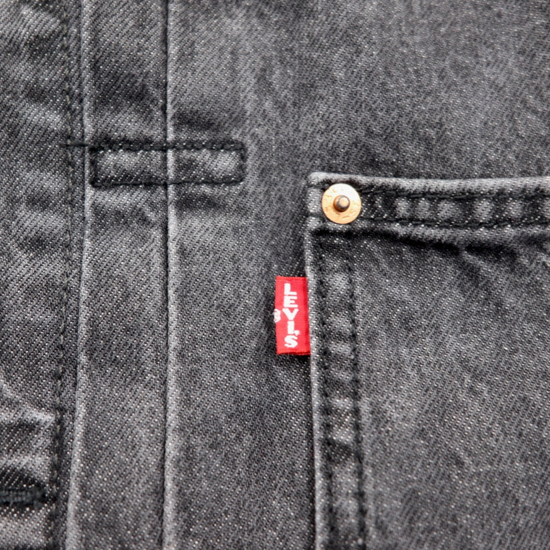 Levi's PREMIUM 1stタイプ ビッグE デニムジャケット Gジャン M ブラック TYPE1 TRUCKER JACKET シンチバック ビッグサイズ ダブルプリーツ RELAXED A3174-0000