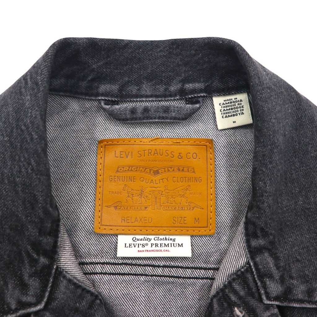 Levi's PREMIUM 1stタイプ ビッグE デニムジャケット Gジャン M ブラック TYPE1 TRUCKER JACKET シンチバック ビッグサイズ ダブルプリーツ RELAXED A3174-0000