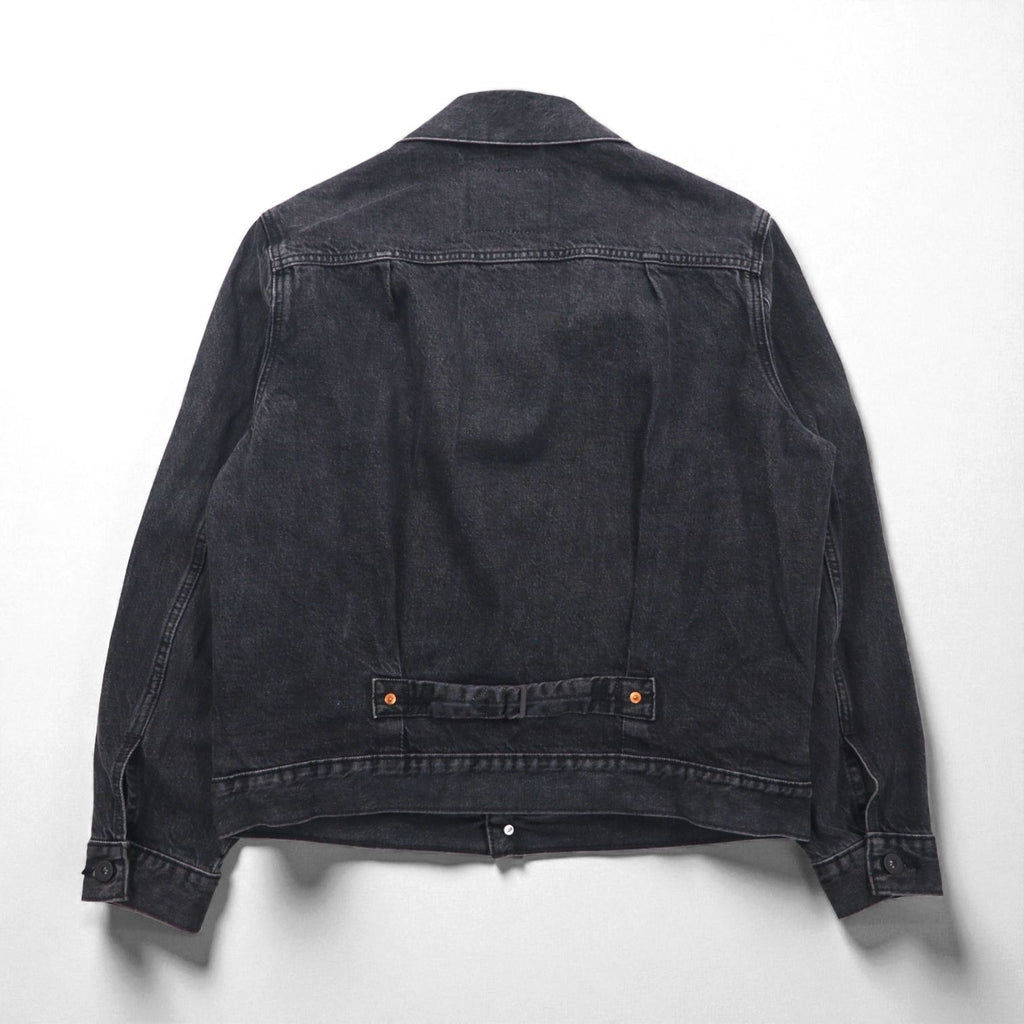 Levi's PREMIUM 1stタイプ ビッグE デニムジャケット Gジャン M ブラック TYPE1 TRUCKER JACKET シンチバック ビッグサイズ ダブルプリーツ RELAXED A3174-0000