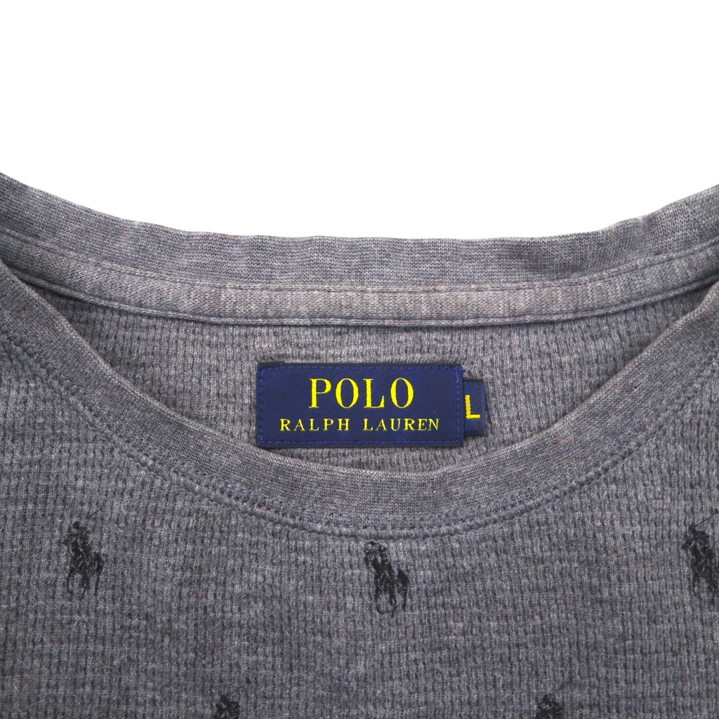 Polo Ralph Lauren サーマル セットアップ L グレー オールオーバーポニー 総柄 ルームウェア パジャマ
