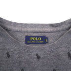 Polo Ralph Lauren サーマル セットアップ L グレー オールオーバーポニー 総柄 ルームウェア パジャマ