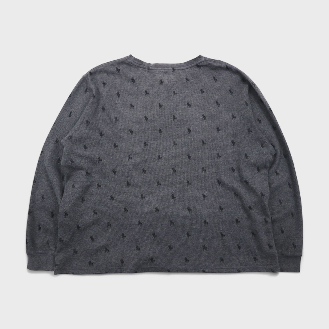Polo Ralph Lauren サーマル セットアップ L グレー オールオーバーポニー 総柄 ルームウェア パジャマ