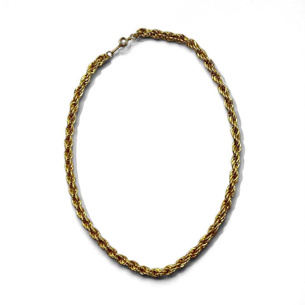 Vintage Gold Plated Necklace イタリア製 ツイストチェーン ネックレス 18KGP ゴールド