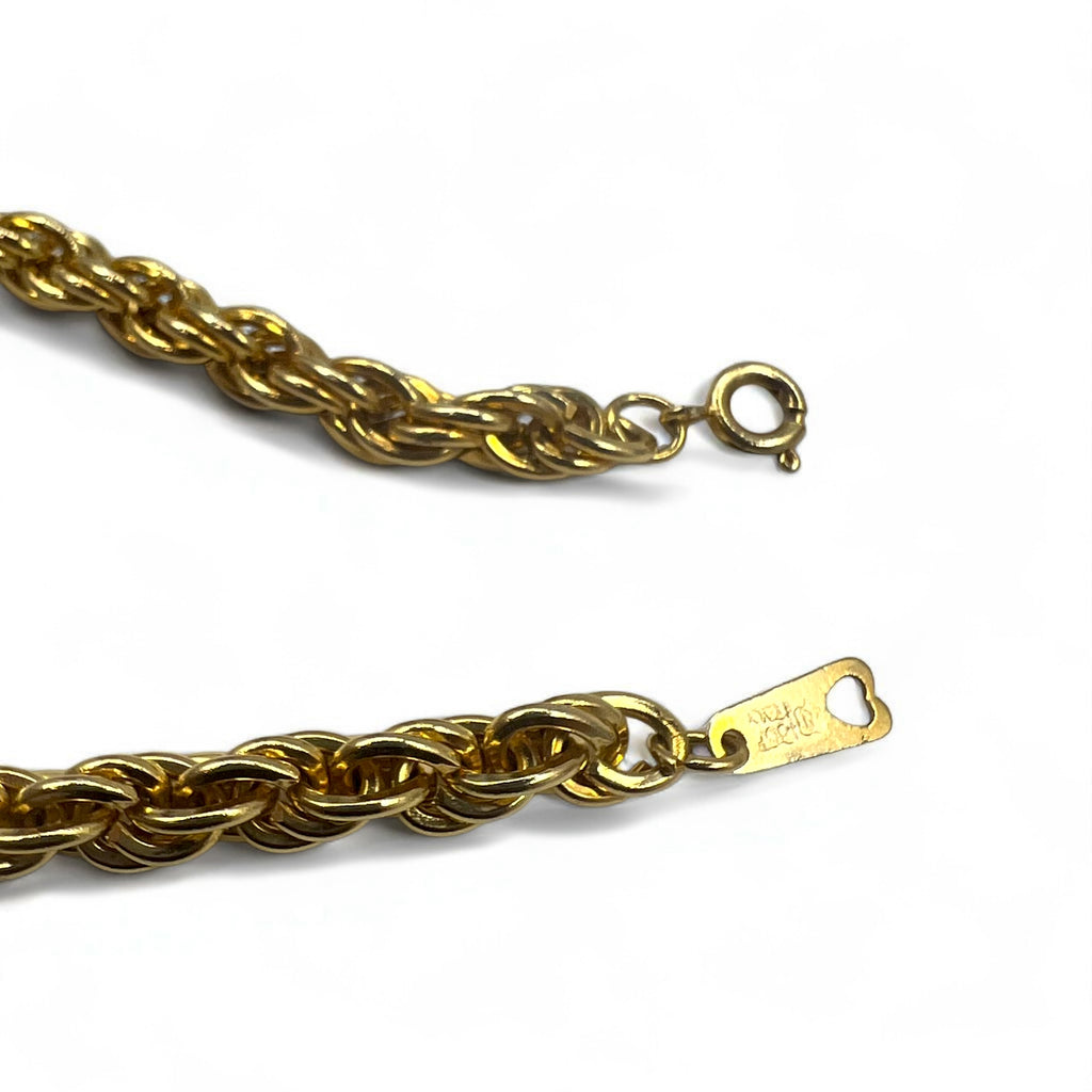 Vintage Gold Plated Necklace イタリア製 ツイストチェーン ネックレス 18KGP ゴールド