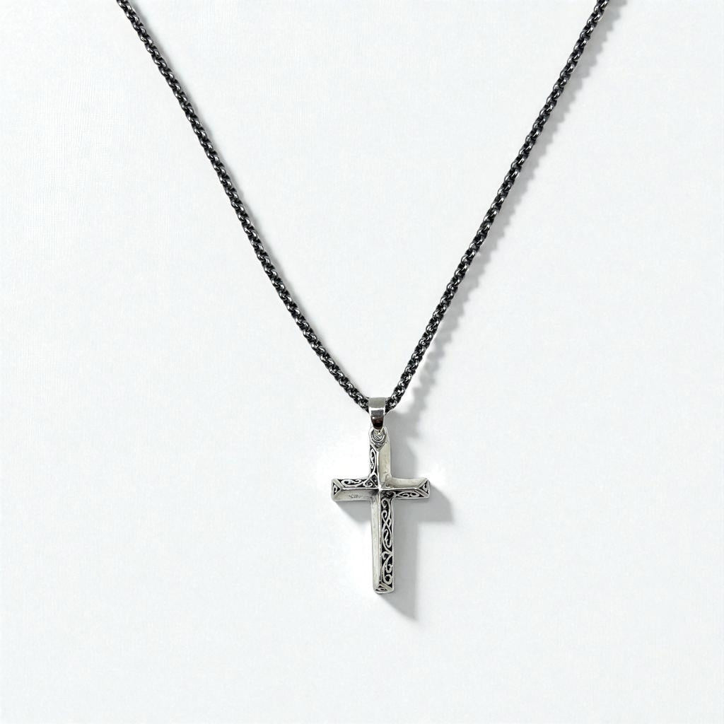 Vintage Silver Cross Necklace クロス 十字架 ネックレス 唐草 シルバー 925