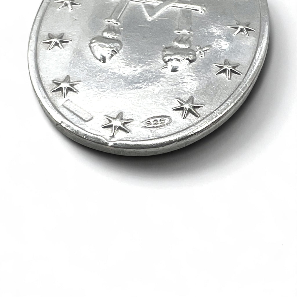 Vintage Virgin Mary Medal Silver Necklace 聖母 マリア オーバルコイン ネックレス シルバー 925 ITALY 喜平チェーン