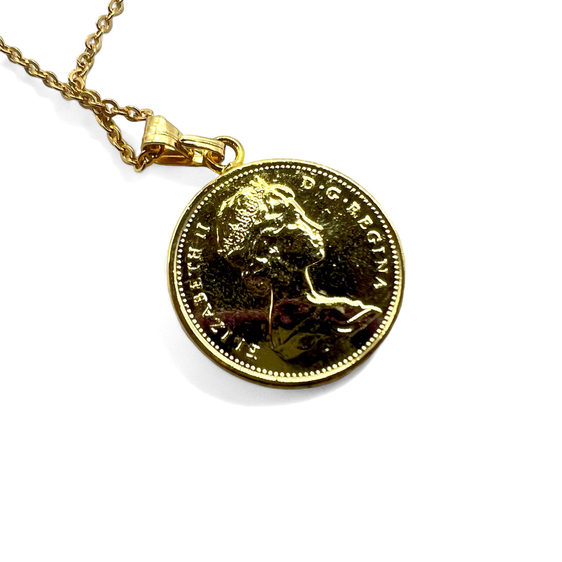 Vintage Canadian Coin Necklace Canadian Maple Leaf Coin Necklace Pendant 1 Cent Coin Gold Elizabeth XI