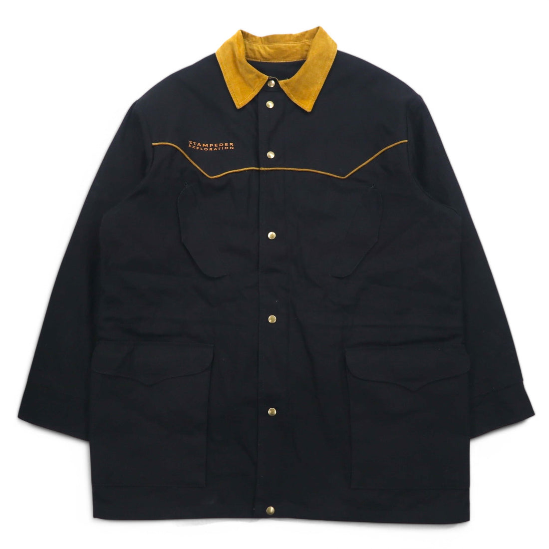 Made in Canada CCJ Drifter Coat Duck Western Jacket L Black Corduroy Drawcord Collar