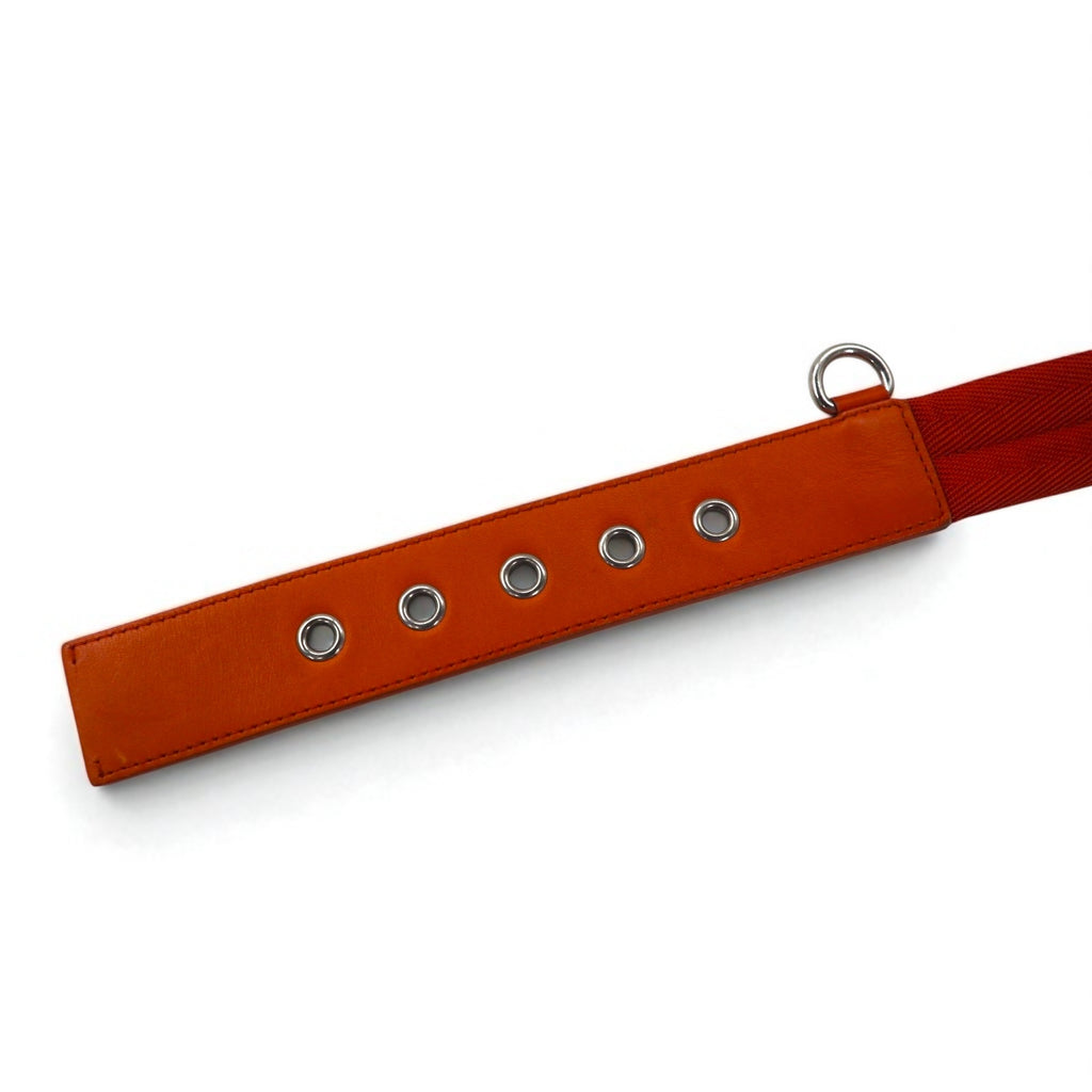 PRADA Nylon Canvas Belt with Logo Loop and Utility Belt, Size 38/95, Orange with Leather Accents, 4C2855, Made in Italy