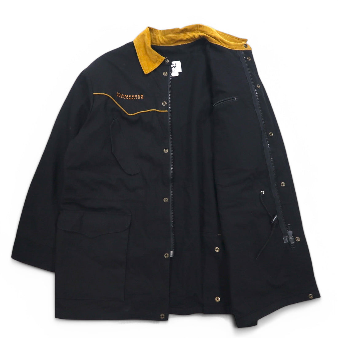 Made in Canada CCJ Drifter Coat Duck Western Jacket L Black Corduroy Drawcord Collar