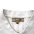BURBERRY Current Tag Polo Shirt, Size L, White Cotton, Pique, One-Point Logo Embroidery