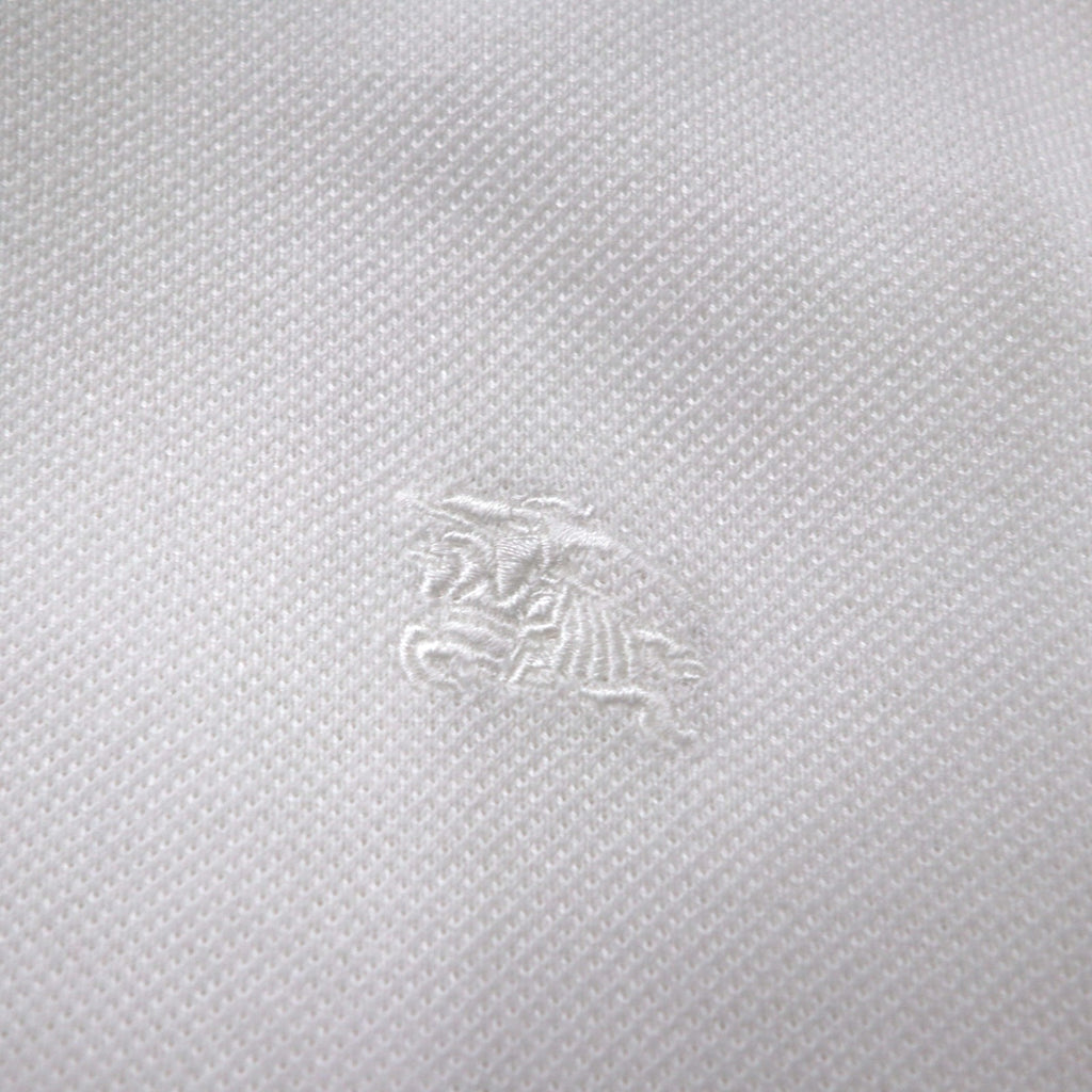 BURBERRY Current Tag Polo Shirt, Size L, White Cotton, Pique, One-Point Logo Embroidery
