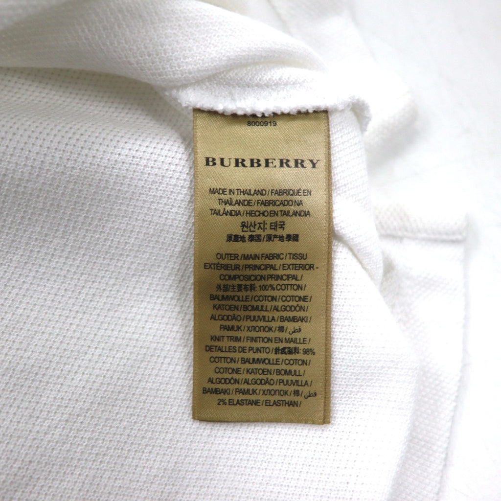 BURBERRY Current Tag Polo Shirt, Size L, White Cotton, Pique, One-Point Logo Embroidery
