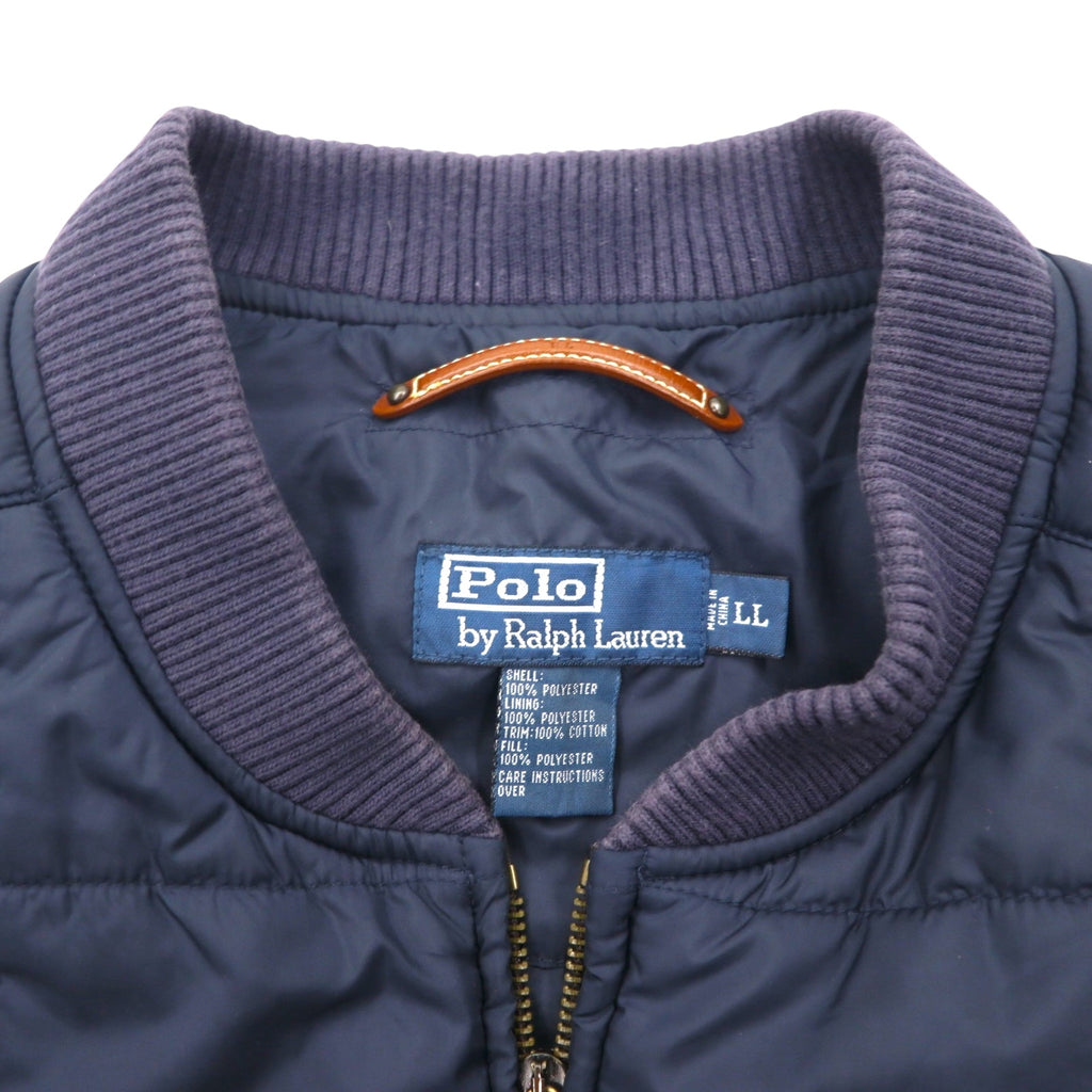 Polo Ralph Lauren キルティング ベスト XL ネイビー 中綿 ダブルポニー エンブレム 刺繍