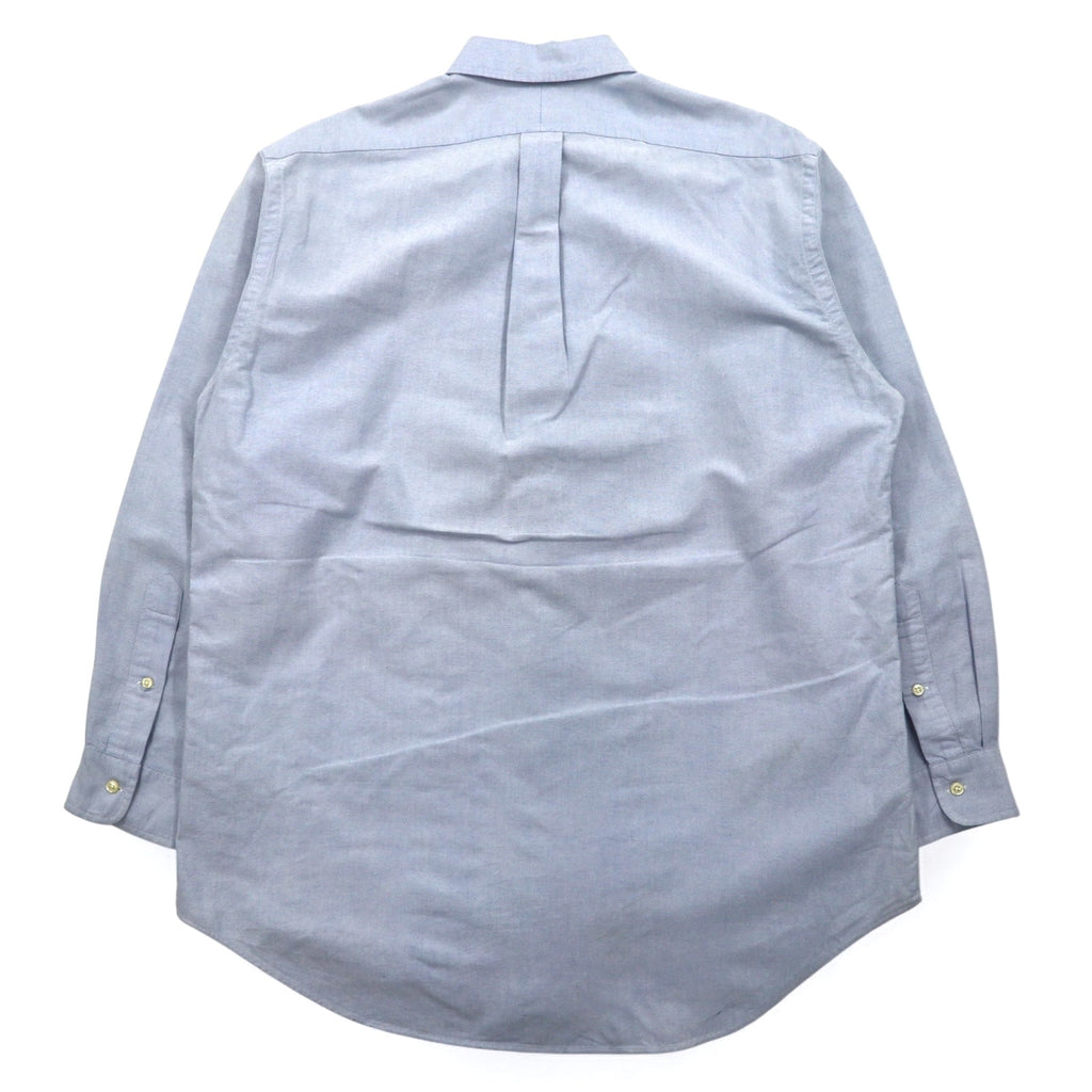 RALPH LAUREN 90s YARMOUTH Big Size Oxford Button Down Shirt L Blue Small Pony Embroidery