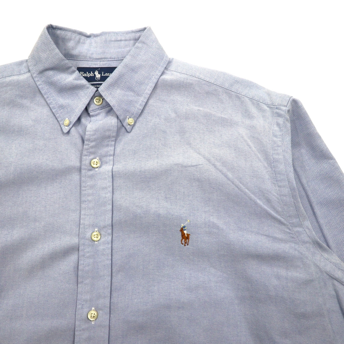 RALPH LAUREN 90s YARMOUTH Big Size Oxford Button Down Shirt L Blue Small Pony Embroidery